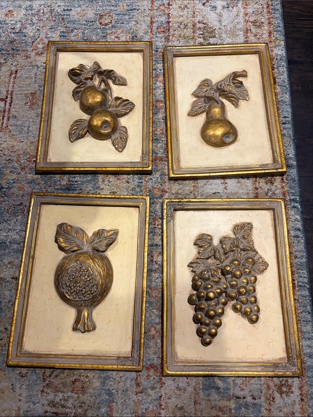 Gold Fruit Relief Wall Plaques - Set of 4 - Home Accents